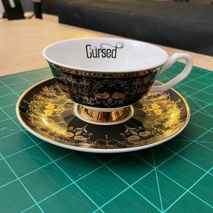 Miss Havisham's Curiosities -Cursed Porcelain Teacup Set - Black & Gold